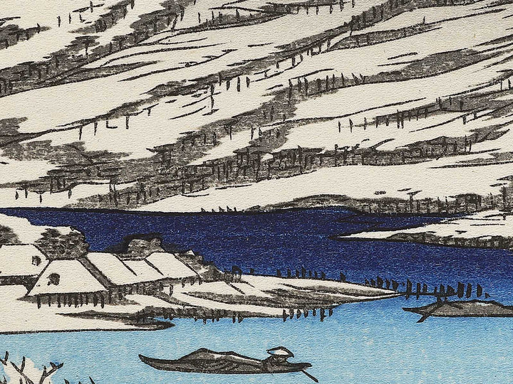 Evening snow at Hira from the series Eight Views of Omi by Utagawa Hiroshige, (Medium print size) / BJ352-282