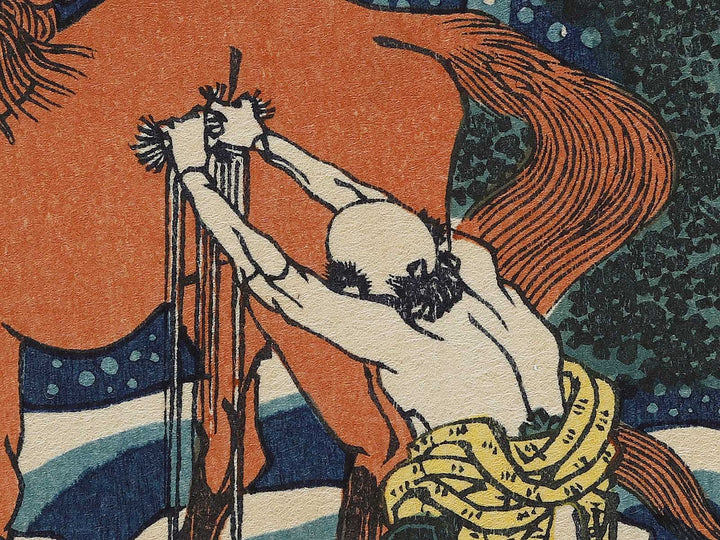 Washu yosino yoshitsune uma arai no taki from the series Shokoku taki meguri by Katsushika Hokusai, (Large print size) / BJ336-588