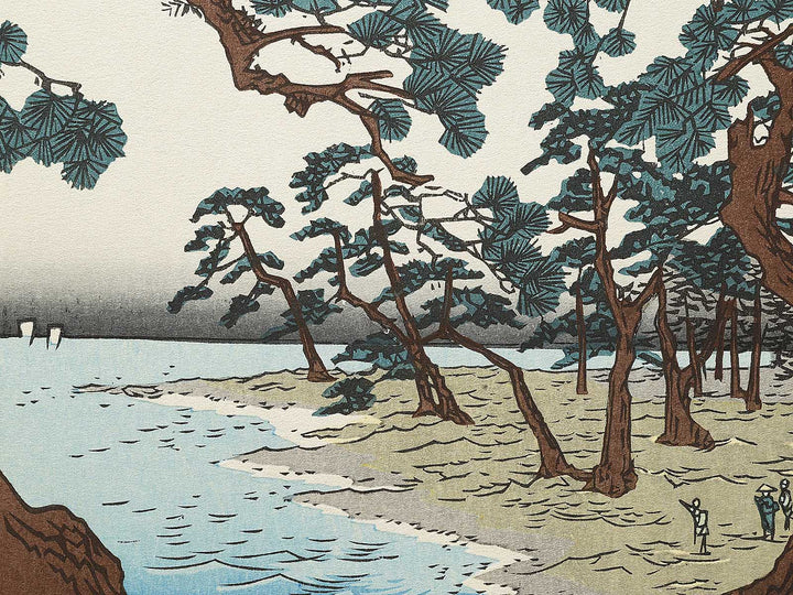 Maiko Beach from the series Famous Views of the Sixty-odd Provinces by Utagawa Hiroshige, (Large print size) / BJ334-040