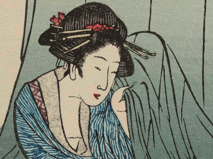 Two belles in the mosquito net from the series Itako zekku by Katsushika Hokusai, (Medium print size) / BJ283-262