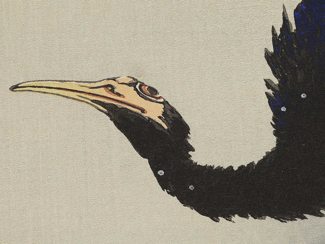 A cormorant stands resolute at the head of a rock by the sea by Katsushika Hokusai, (Medium print size) / BJ321-818