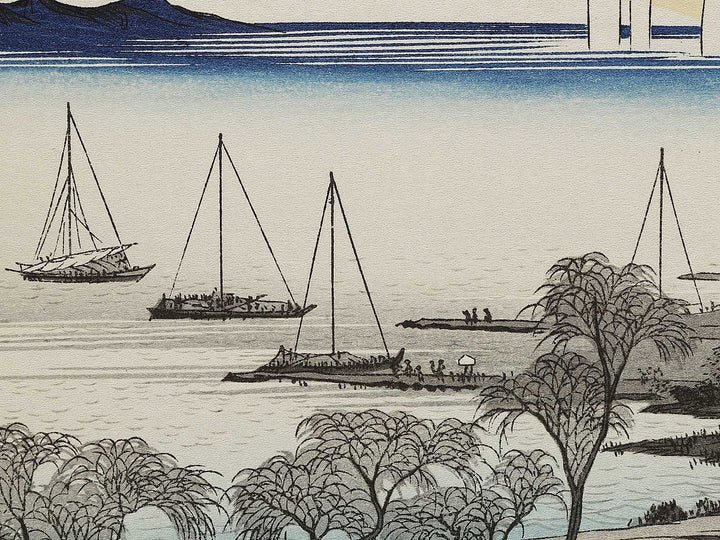 Returning sails at Yabase from the series Eight Views of Omi by Utagawa Hiroshige, (Medium print size) / BJ333-956