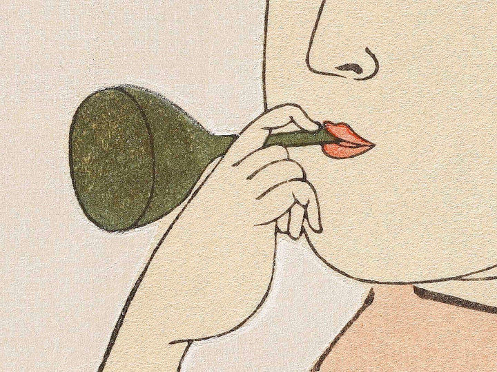 Young Woman Blowing a Popen (glass noisemaker) from the series Ten Classes of WomenÕs Physiognomy by Kitagawa Utamaro, (Large print size) / BJ327-145