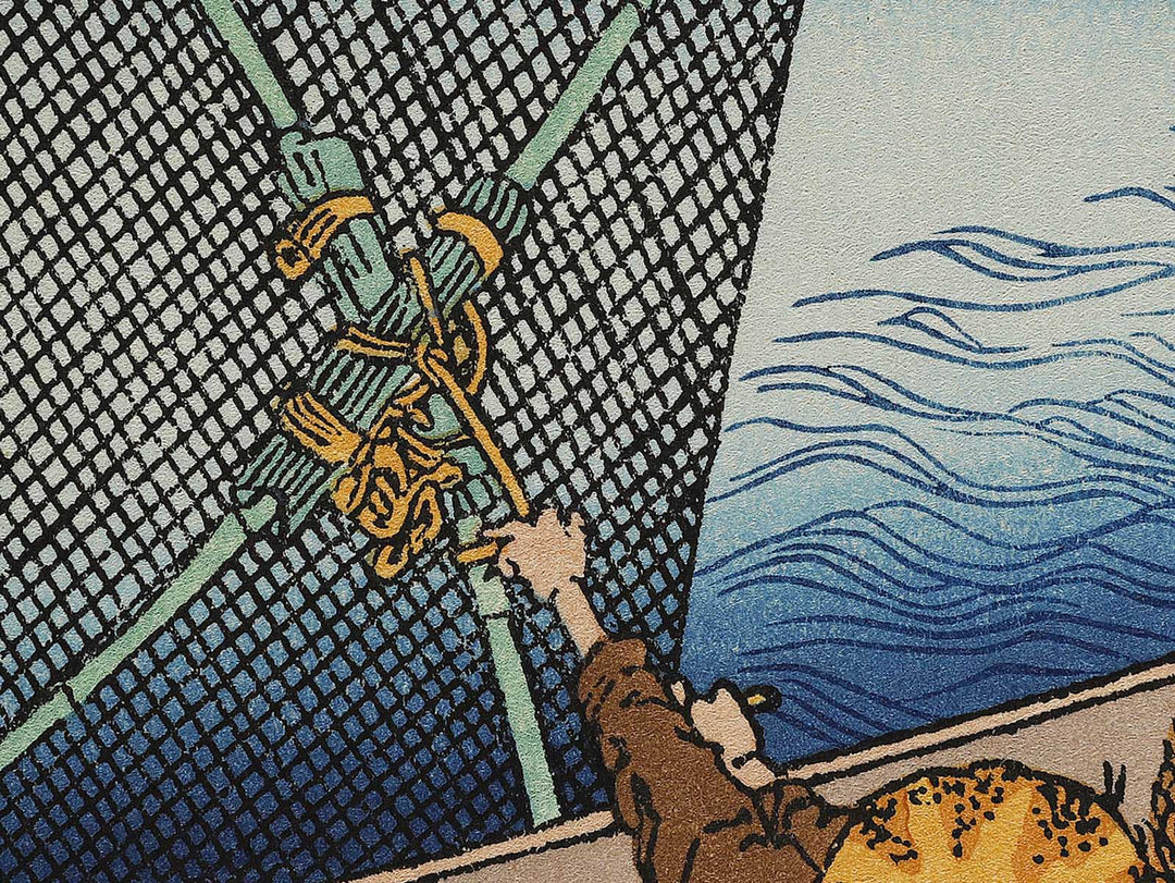 Mt. Fuji behind the net from the series One Hundred Views of Mount Fuji by Katsushika Hokusai, (Medium print size) / BJ321-895