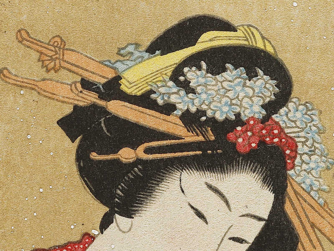Beauty with Umbrella in the Snow by Katsushika Hokusai, (Medium print size) / BJ325-066