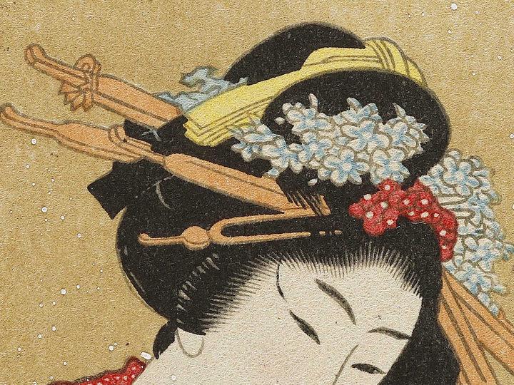 Beauty with Umbrella in the Snow by Katsushika Hokusai, (Medium print size) / BJ325-066