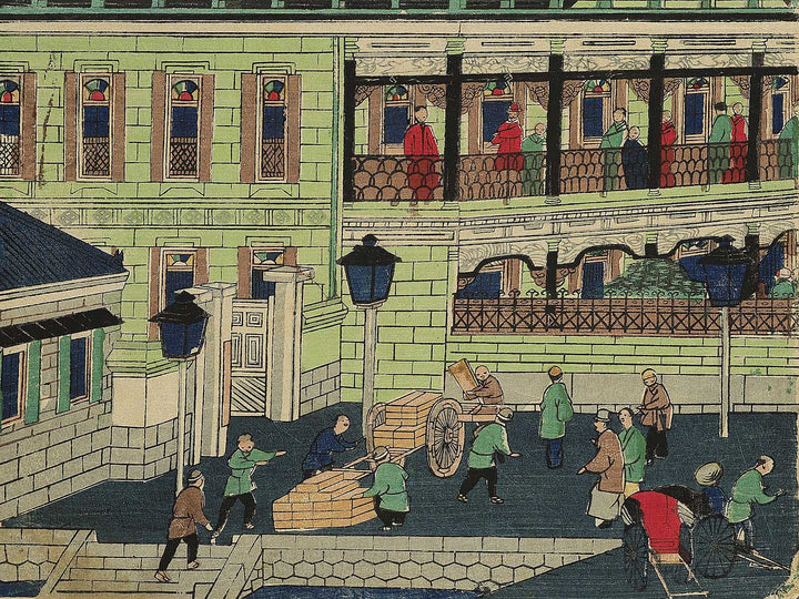 Tokyo fuka Kaiunbashi Kabutocho daiichi kokuritsu ginko gokai zoshin zu by Utagawa Kuniteru / BJ342-356