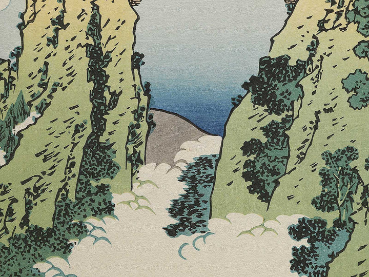 Ashikaga gyodo zan kumo no kakehashi from the series Shokoku meisho kiran by Katsushika Hokusai, (Large print size) / BJ337-477