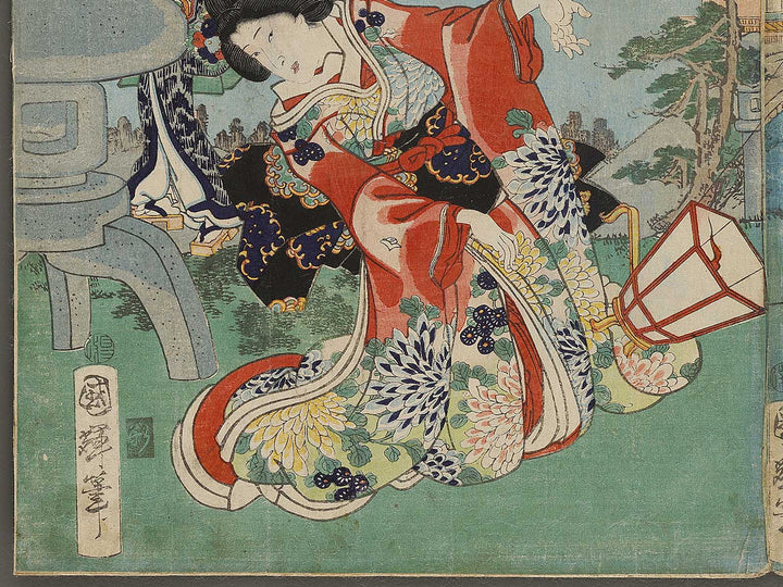 Mitsuuji struggles with a thief from Kasumitatsu Miyoshi no Genji by Utagawa Kuniteru / BJ327-642