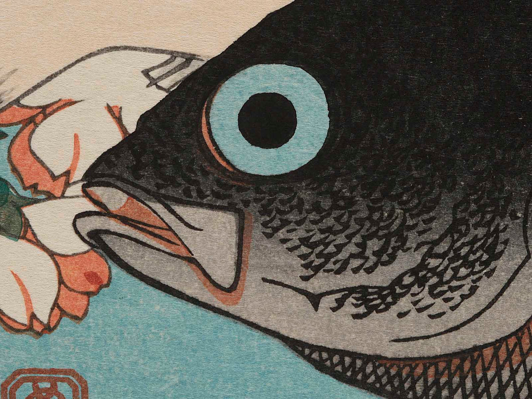 Halibut, Rockfish & Cherry Blossoms from the series the series FISH by Utagawa Hiroshige, (Large print size) / BJ234-997