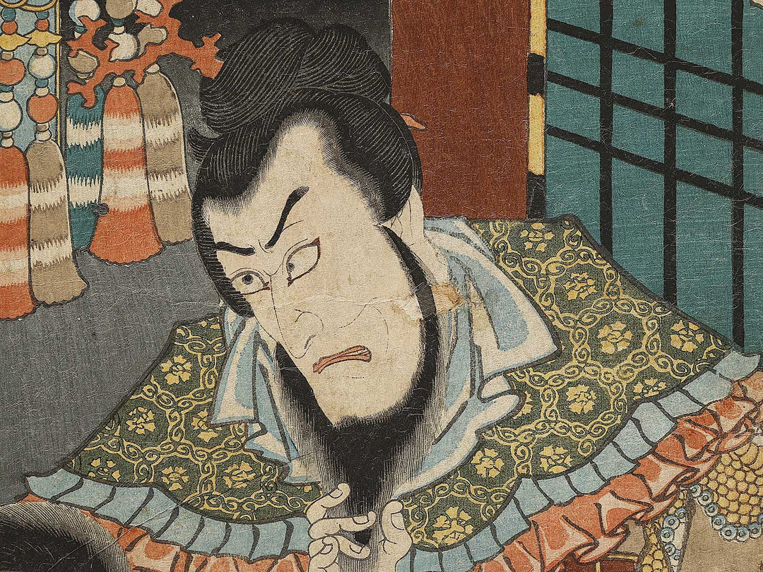 The Syllable Ko for the Play Kokusenya; Kanki and Wat nai from the series Seven Variations of the Iroha Syllabary by Utagawa Kunisada(Toyokuni III) / BJ339-521