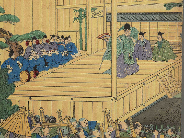Public Viewing of Noh Performance on an Auspicious Day from the series Onko higashi no hana by Yoshu Chikanobu / BJ342-377