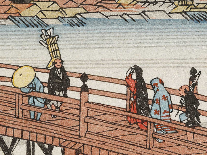 Sanjo Ohashi at Keishi ("the capital") from the series The Fifty-three Stations of the Tokaido by Utagawa Hiroshige, (Large print size) / BJ330-015