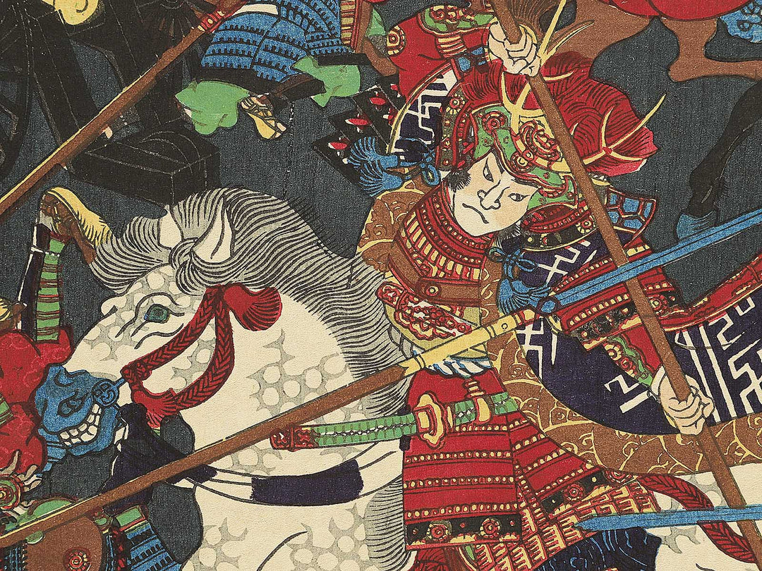 Hodenka shikoku zeme Kato Kiyomasa Chosokabe Nobuchika yusen ikkiuchi no zu by Utagawa Yoshitora / BJ355-418