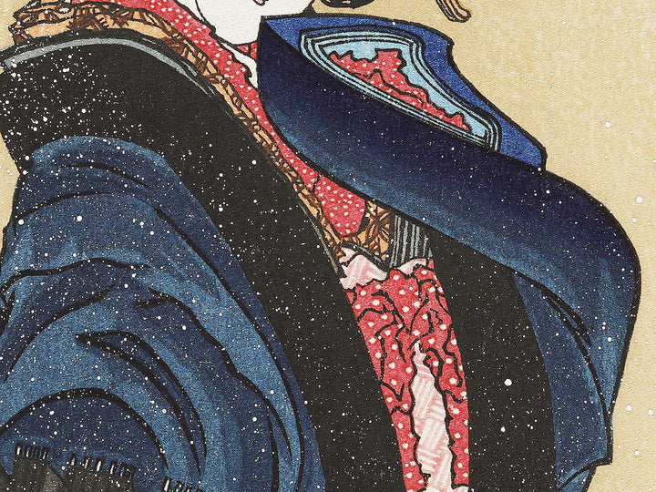 Beauty with Umbrella in the Snow by Katsushika Hokusai, (Medium print size) / BJ327-285