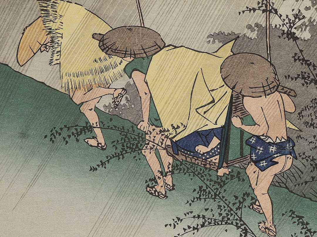 Travellers surprised by sudden rain from the series The Fifty-three Stations of the Tokaido by Utagawa Hiroshige, (Large print size) / BJ339-647
