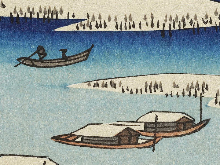 Sumida River, Snowy Morning  from the series Famous Views of the Sixty-odd Provinces by Utagawa Hiroshige, (Large print size) / BJ334-467