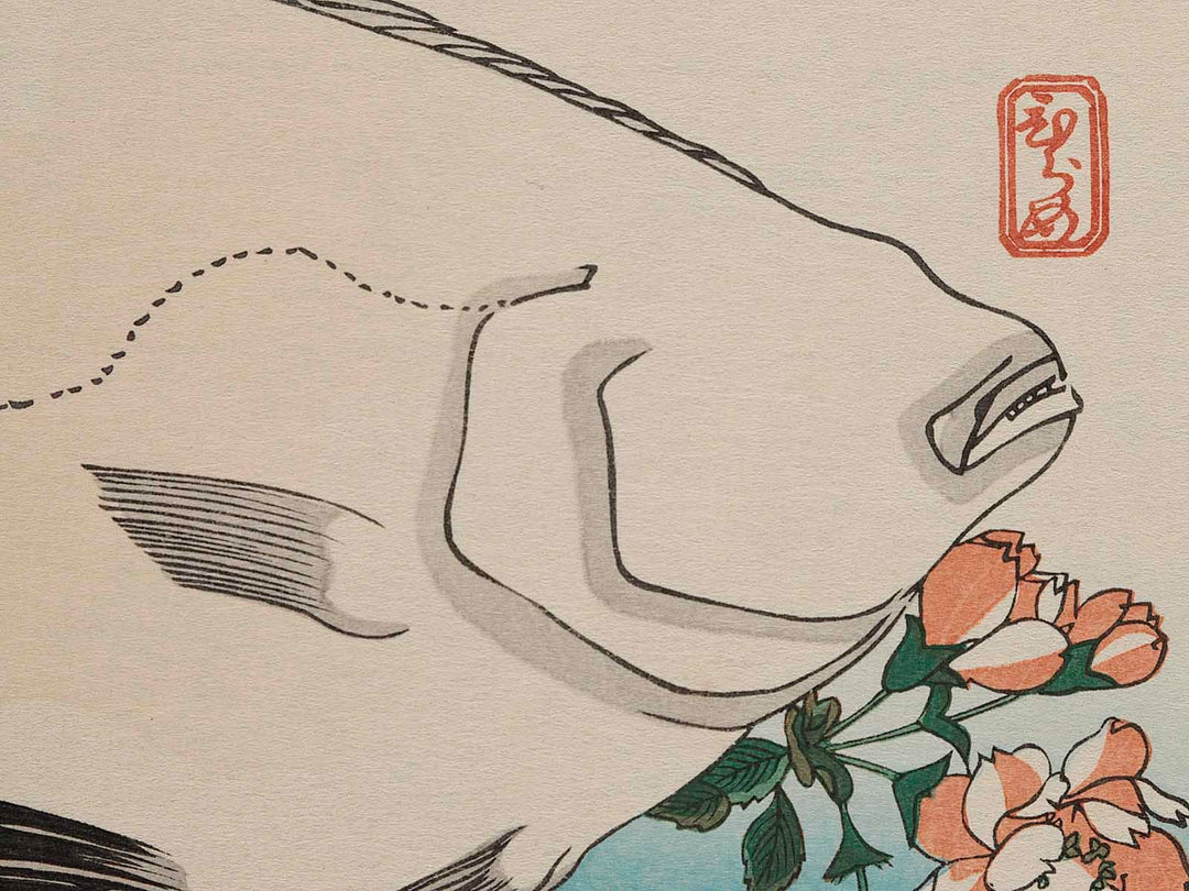 Halibut, Rockfish & Cherry Blossoms from the series the series FISH by Utagawa Hiroshige, (Large print size) / BJ237-664