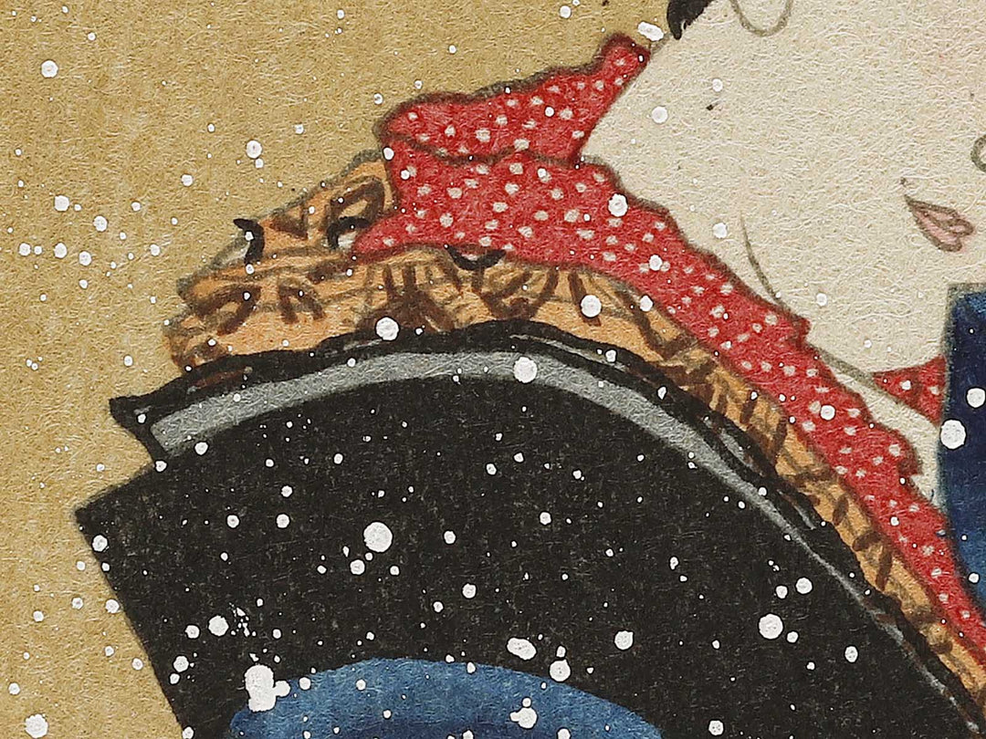 Beauty with Umbrella in the Snow by Katsushika Hokusai, (Medium print size) / BJ325-066