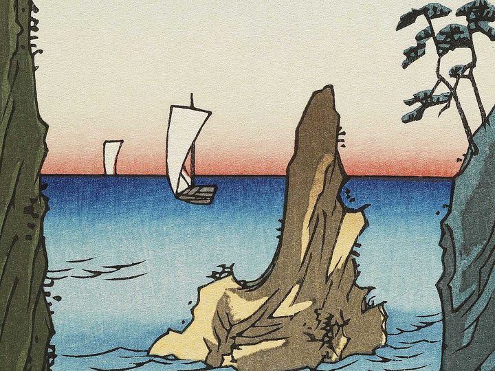 Bo Bay, The Two-sword Rocks from the series Famous Views of the Sixty-odd Provinces by Utagawa Hiroshige, (Large print size) / BJ334-145