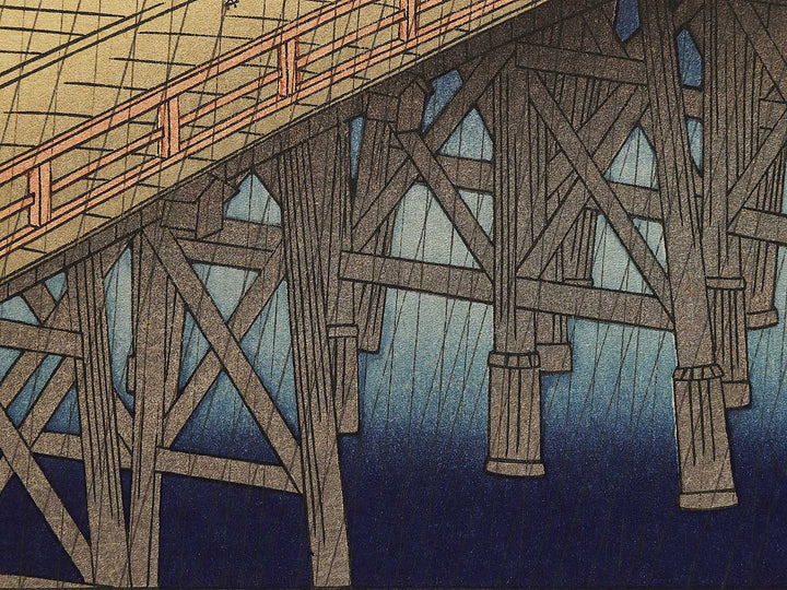 Sudden Shower Over Ohashi Bridge and Atake from the series One Hundred Famous Views of Edo by Utagawa Hiroshige, (Large print size) / BJ328-412