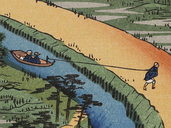 Towboats Along the Yotsugi-dori Canal from the series One Hundred Famous Views of Edo by Utagawa Hiroshige, (Large print size) / BJ337-197