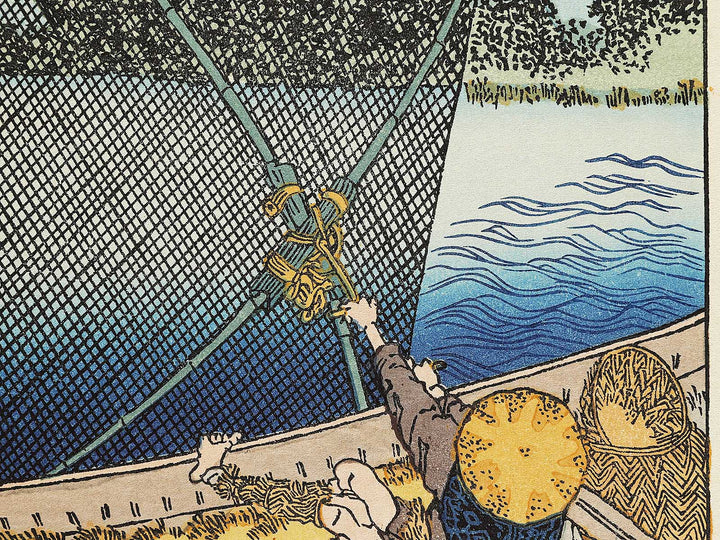 Mt. Fuji behind the net from the series One Hundred Views of Mount Fuji by Katsushika Hokusai, (Medium print size) / BJ327-607