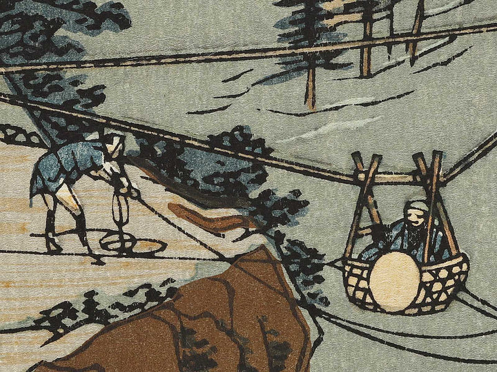 Basket Ferry from the series Famous Views of the Sixty-odd Provinces by Utagawa Hiroshige, (Large print size) / BJ334-397