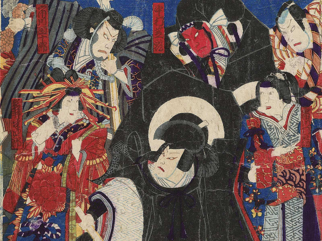 Meiji hachinen kaisei Tokyo sogekijo yakusha kyukin shin nigao tsuki by Toyohara Kunichika / BJ345-597