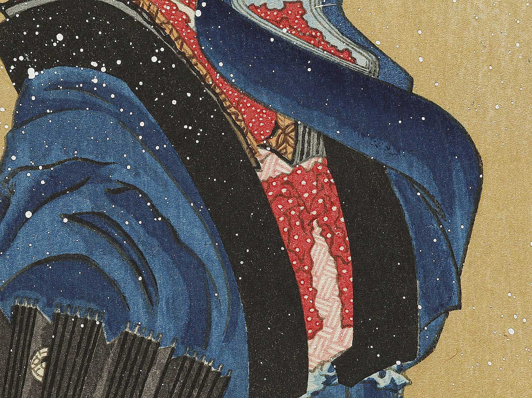 Beauty with Umbrella in the Snow by Katsushika Hokusai, (Medium print size) / BJ325-066