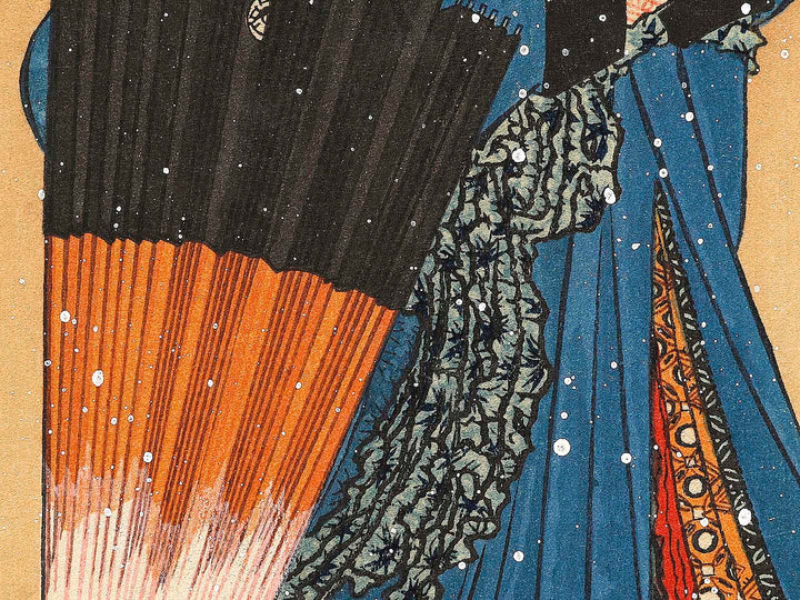 Beauty with Umbrella in the Snow by Katsushika Hokusai, (Medium print size) / BJ321-846