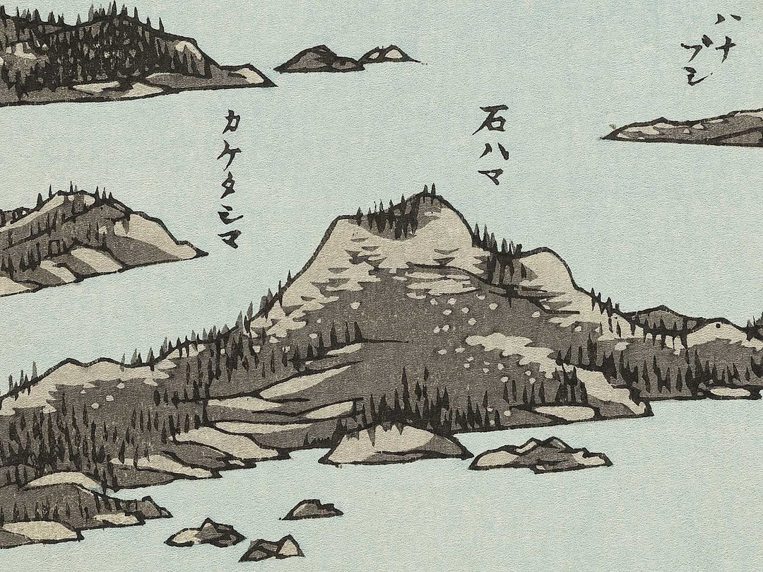 View of Matsushima, Sight Map from Mount Tomi  from the series Famous Views of the Sixty-odd Provinces by Utagawa Hiroshige, (Large print size) / BJ334-320