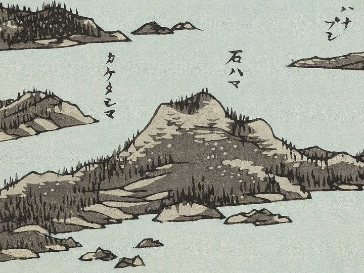 View of Matsushima, Sight Map from Mount Tomi  from the series Famous Views of the Sixty-odd Provinces by Utagawa Hiroshige, (Large print size) / BJ334-320