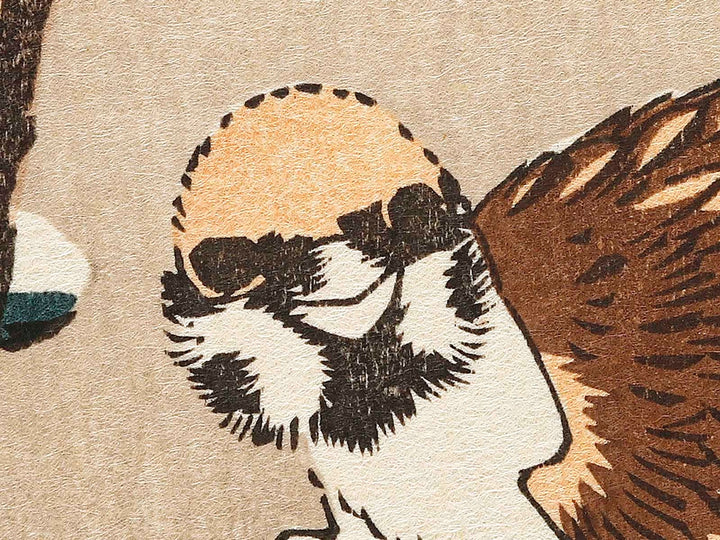 A camellia and sparrow during the snow by Utagawa Hiroshige, (Medium print size) / BJ328-118