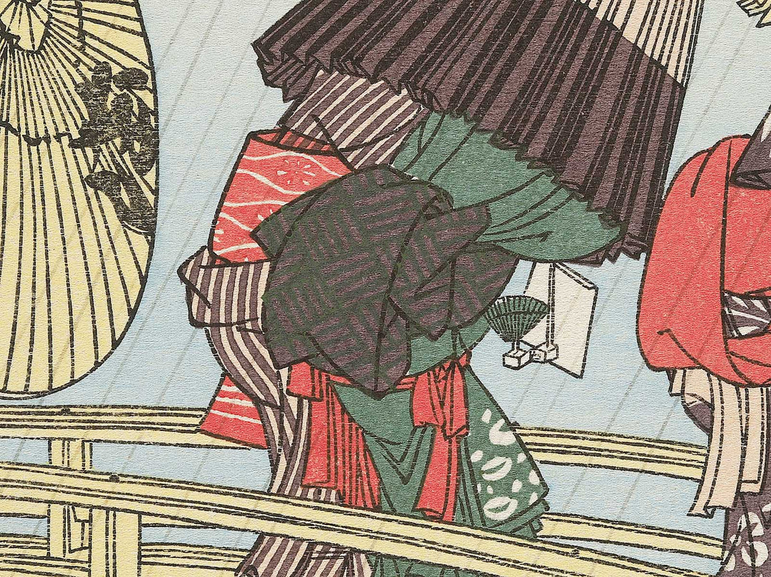 Shin Yanagibashi no hakuu Okekeguro no niji from the series Ehon Sumidagawa ryogan ichiran by Katsushika Hokusai, (Large print size) / BJ341-145