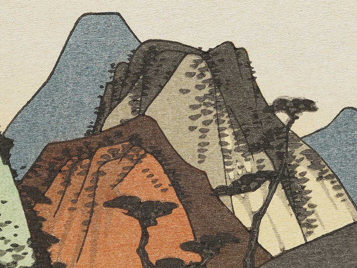 Hakone (High rocks by a lake) from the series The Fifty-three Stations of the Tokaido by Utagawa Hiroshige, (Large print size) / BJ330-001