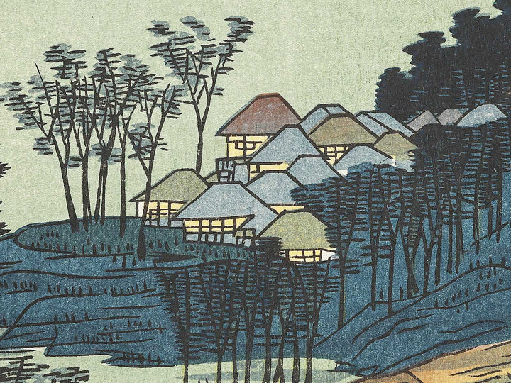 The Currents Around the Weir from the series Famous Views of the Sixty-odd Provinces by Utagawa Hiroshige, (Large print size) / BJ334-159