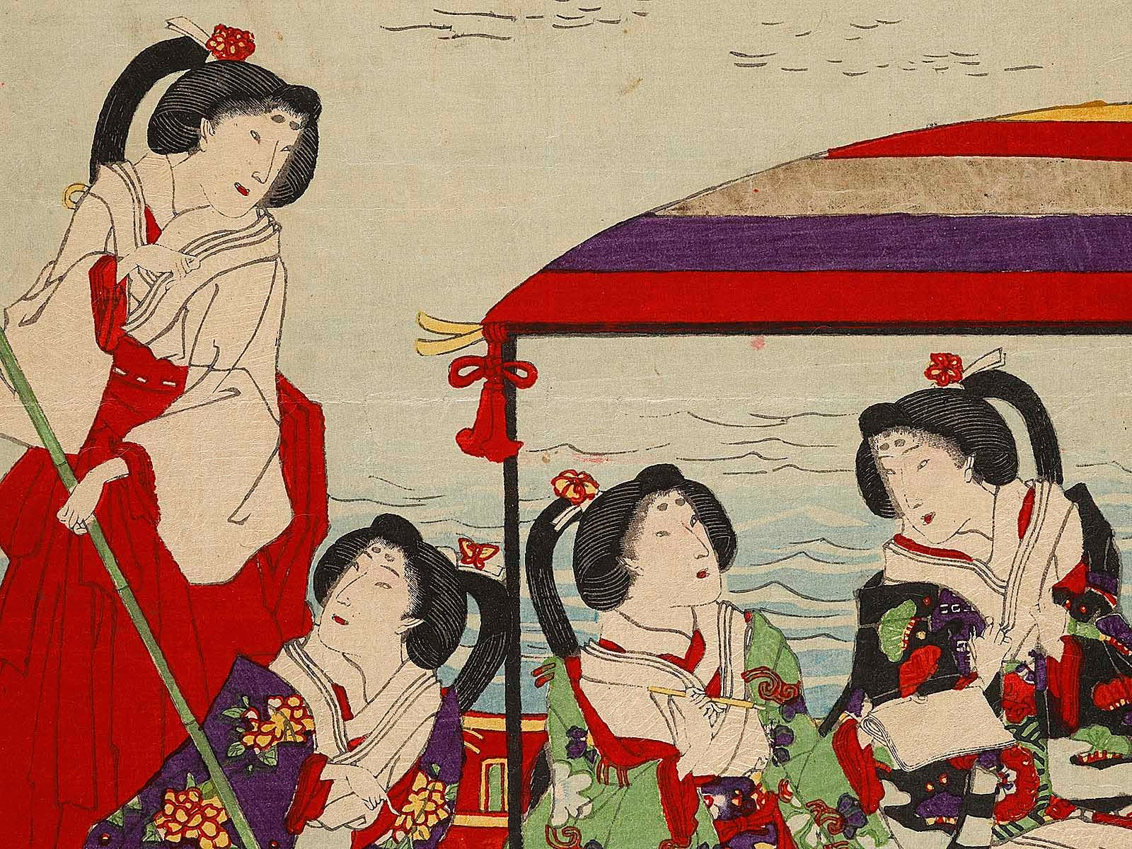 Sumidagawa sakura goyuken no zu by Morikawa Chikashige / BJ339-122