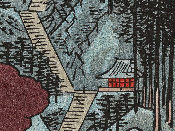 Horai Temple Mountains from the series Famous Views of the Sixty-odd Provinces by Utagawa Hiroshige, (Large print size) / BJ334-411
