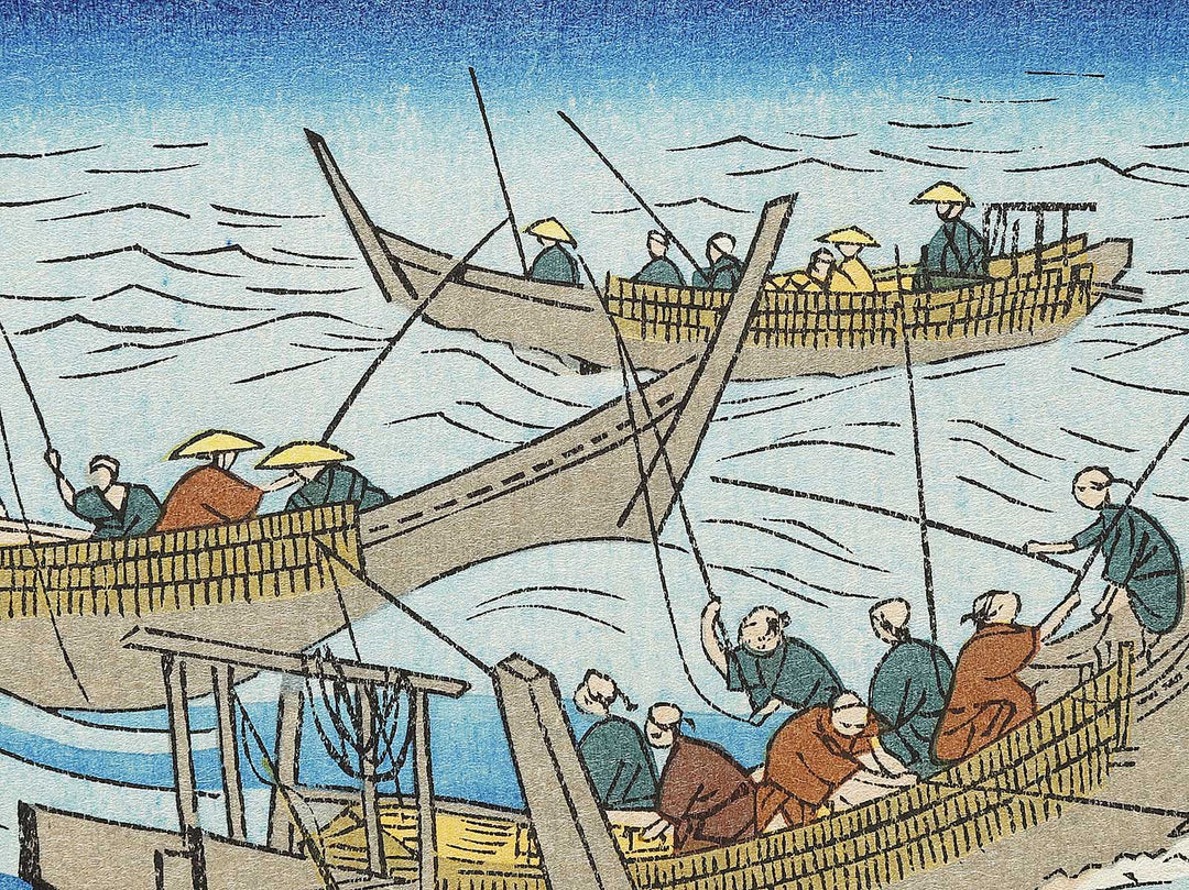 Bonito Fishing at Sea from the series Famous Views of the Sixty-odd Provinces by Utagawa Hiroshige, (Large print size) / BJ333-998