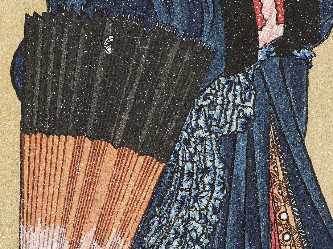 Beauty with Umbrella in the Snow by Katsushika Hokusai, (Medium print size) / BJ327-285
