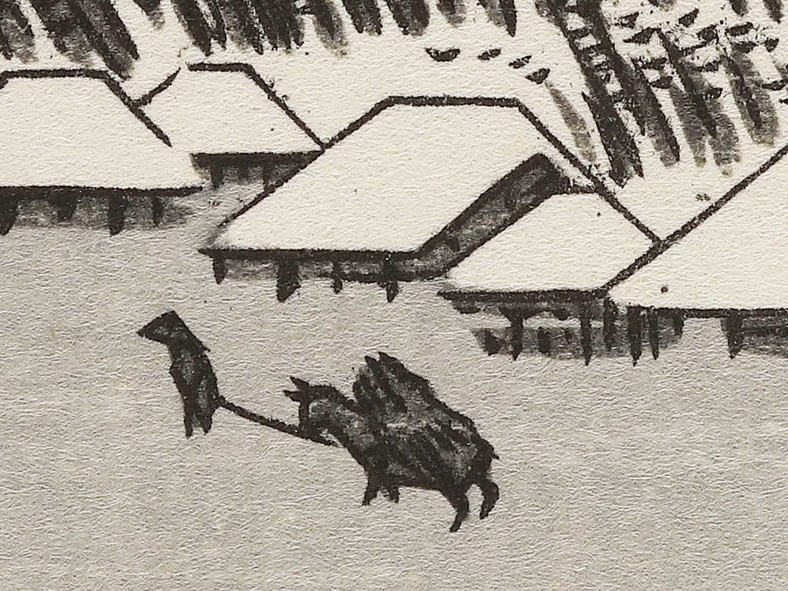 Evening snow at Hira from the series Eight Views of Omi by Utagawa Hiroshige, (Medium print size) / BJ352-282