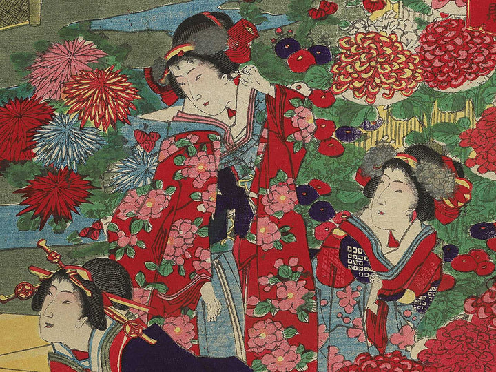 Kiku no sakari kaika no nigiwai by Yoshu Chikanobu / BJ345-373