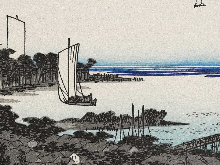 Evening glow at Seta from the series Eight Views of Omi by Utagawa Hiroshige, (Medium print size) / BJ333-963