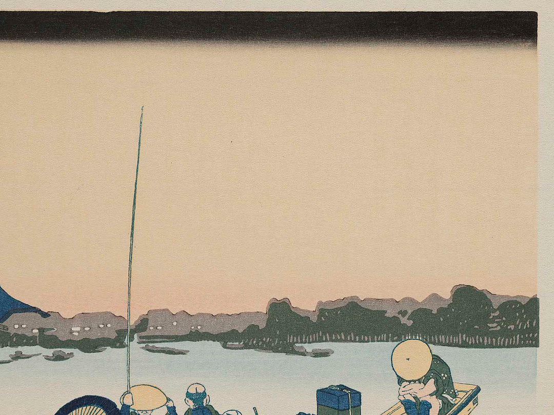 Viewing Sunset over the Ryogokubashi Bridge from the Onmayagashi River Bank from the series Thirty-six Views of Mount Fuji by Katsushika Hokusai, (Medium print size) / BJ278-005
