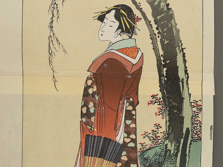 A beautiful woman standing beside the willow by Katsushika Hokusai, (Large print size) / BJ293-587