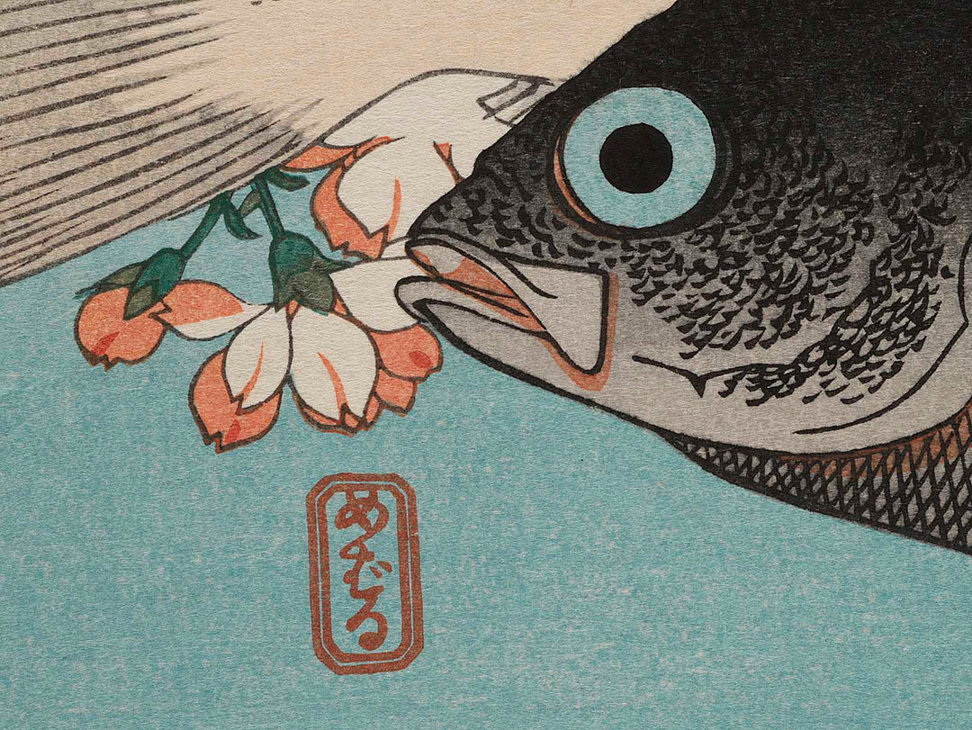 Halibut, Rockfish & Cherry Blossoms from the series the series FISH by Utagawa Hiroshige, (Large print size) / BJ227-717