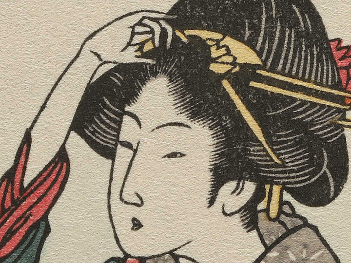 Two belles on boating under a bridge from the series Itako zekku by Katsushika Hokusai, (Medium print size) / BJ293-265