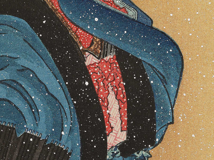 Beauty with Umbrella in the Snow by Katsushika Hokusai, (Medium print size) / BJ293-391