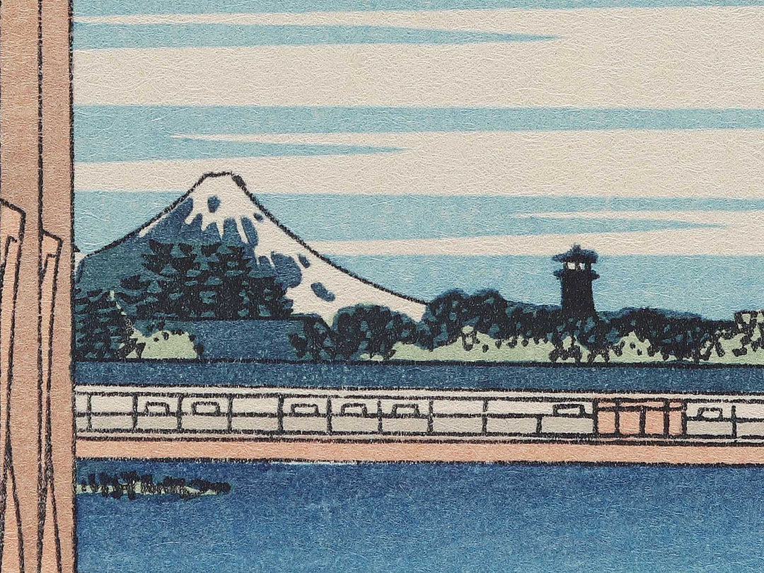 Under the Mannen Bridge at Fukagawa from the series Thirty-six Views of Mount Fuji by Katsushika Hokusai, (Small print size) / BJ293-062